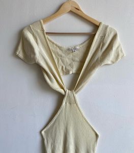 butter yellow cutout bodycon with a twist knot