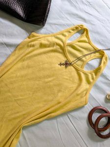 Yellow Ribbed Racerback Top