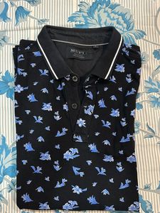 Mufti Men's Black Floral Polo T-Shirt 40