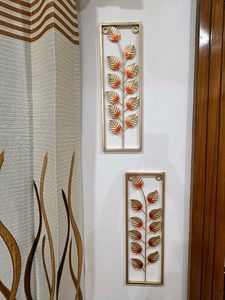 Light Weight Metal Gold Orange Wall Decor 2 Frames