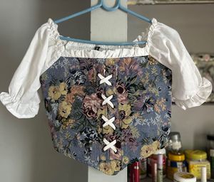 Floral Corset Top with Puff Sleeves