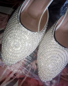 Sparkling Pearl Embellished Bridal Heels
