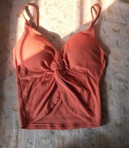 Coral Twist Front Crop Top