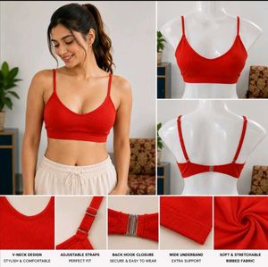 ZAFUL Premium Ribbed Coral Crop Bralette / Bikini