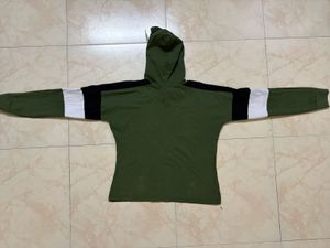 Green Color Block Hoodie