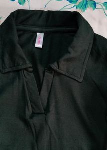Black Collared Knit Top