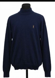 Yves Saint Laurent Navy Mock Neck Sweater