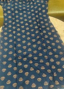 Blue Kurta with Golden Print