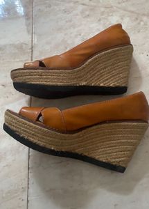 Michael Kors Leather Peep-Toe Wedges
