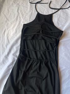 Sleek Black Halterneck Mini Dress