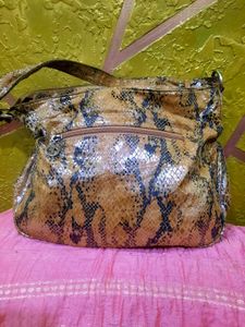 Stylish Snakeskin Print Handbag