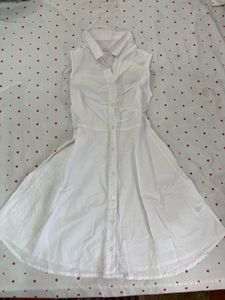 Sleeveless White Shirt Dress