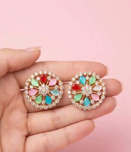 Colorful Gemstone Stud Earrings