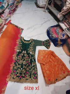 Embroidered Kurta Set with Dupatta shrara
