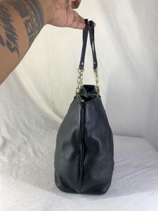Authentic Tory Burch Black Leather Chain Tote
