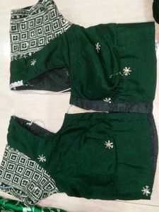 Elegant Green Floral Print Saree with blouse
