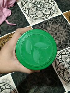 Empty White Kitchen plastic box with Green Lid