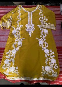 Beautifully Embroidered Yellow Kurta