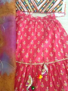 Vibrant Pink Tiered Lehenga Choli Set