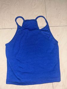 Royal Blue Ribbed Crop Top