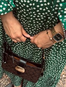 Green Floral Maxi Dress Size M. only 1 time used