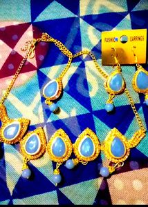 Blue Stone Necklace and Earring Set