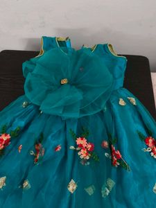 Beautiful Teal Lehenga Choli with Floral Embroider
