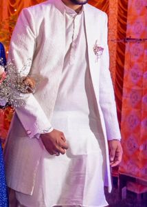 Men's White Ethnic indo western with Kurta Set
