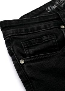 Black Regular fit Frayed hem Denim Shorts