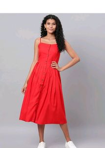 Unused Red Button Up Dress