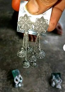 Combo Set Of 4 Oxidized Silver Jhumkis...