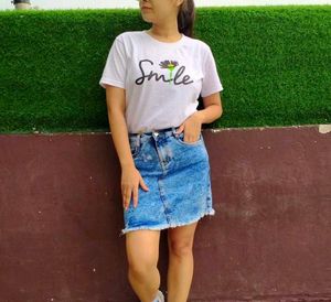 Acid Wash Denim Mini Skirt