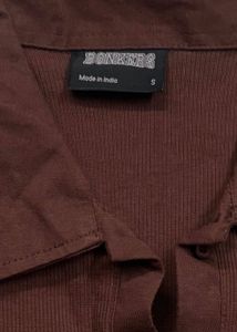 Ribbed Polo Neck Cropped Top