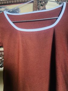 Deep Square Neck Brown Top🤎