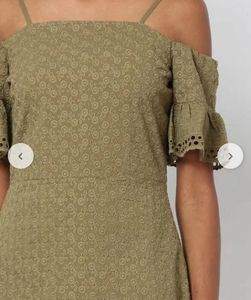 ONLY Strappy Olive Green Cold-Shoulder Dress