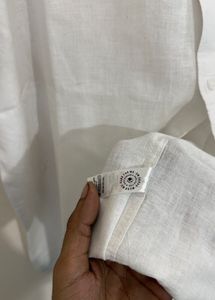 Men's White Linen Short Sleeve Shirt