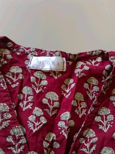 Maroon Floral Print Kurta