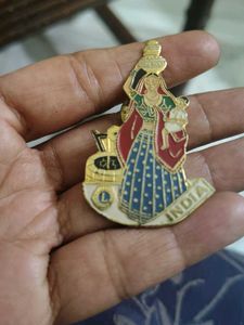 Vintage Indian Woman with Pot Pin
