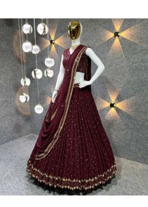 Maroon Sequined Lehenga Choli Set