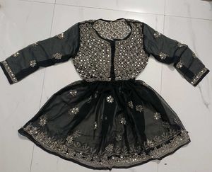 Mirrorwork Black Short Kurti