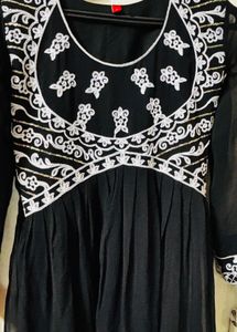 Elegant Black Embroidered Gown