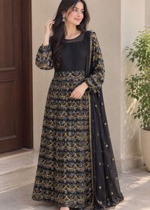 Elegant Black Embroidered Gown