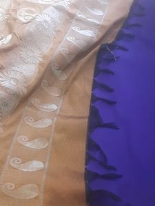Purple(violet) Pattu &amp; Gold Imitation Zari Saree
