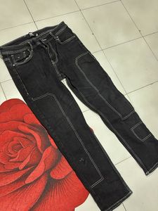 Stylish Black Contrast Stitch Jeans