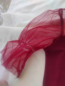 Red Ruffle Sleeve Top