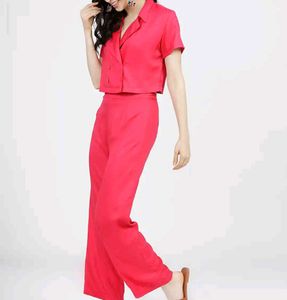Stylish Pink Cropped Button-Up Top