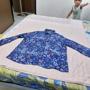 Blue Floral Print Shirt