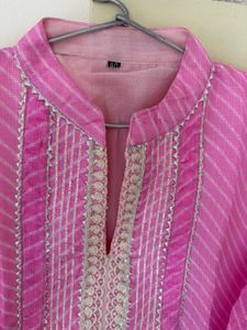 Beautiful Pink Leheriya Kurta