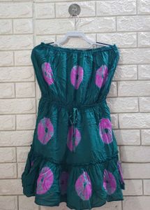 Green and Pink Floral Rayon Sundress