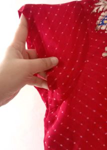 RED LEHERIYA KURTI